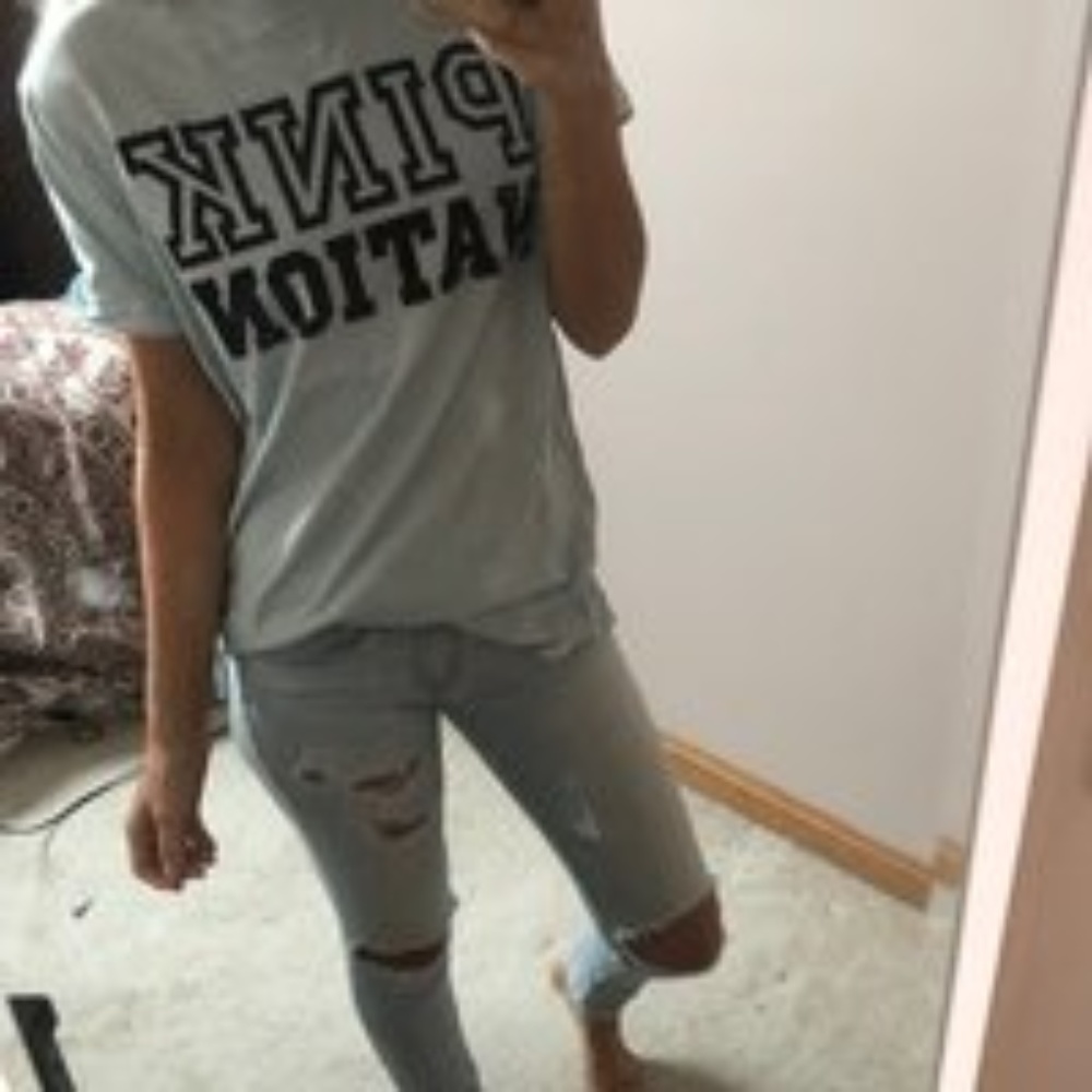 lace up back PINK tshirt